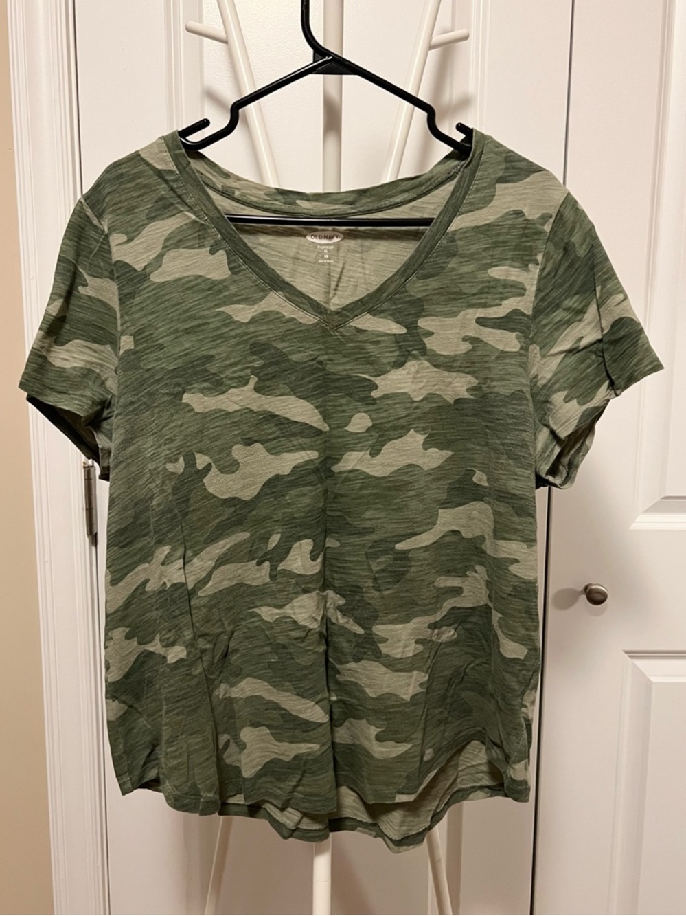 Camo Green V-Neck Women's Top